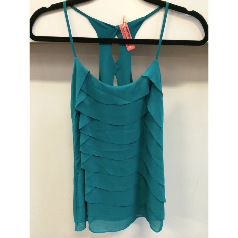 Naked Zebra Scalloped Teal Keyhole Cami